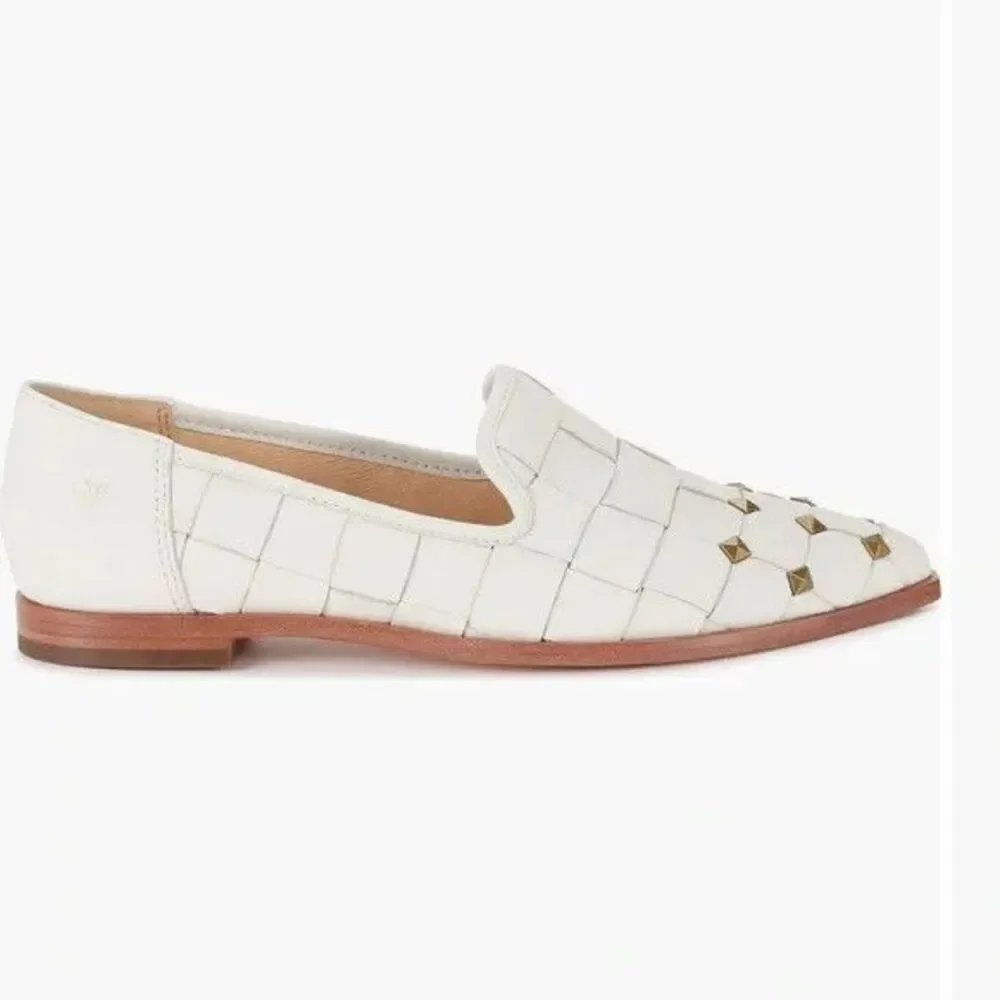 New Nordstrom Frye Kenzie Loafer Size 8.5 M In Studded White Leather